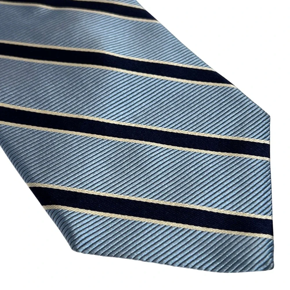 Brooks Brothers Necktie‎ Men One Size Blue Striped Silk Repp Makers England USA
